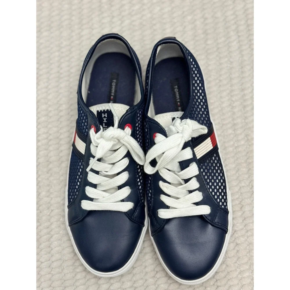 Tommy Hilfiger Twliliana Women's Navy Blue Mesh Leather Lace Up Sneakers Size 8M - Picture 4 of 7